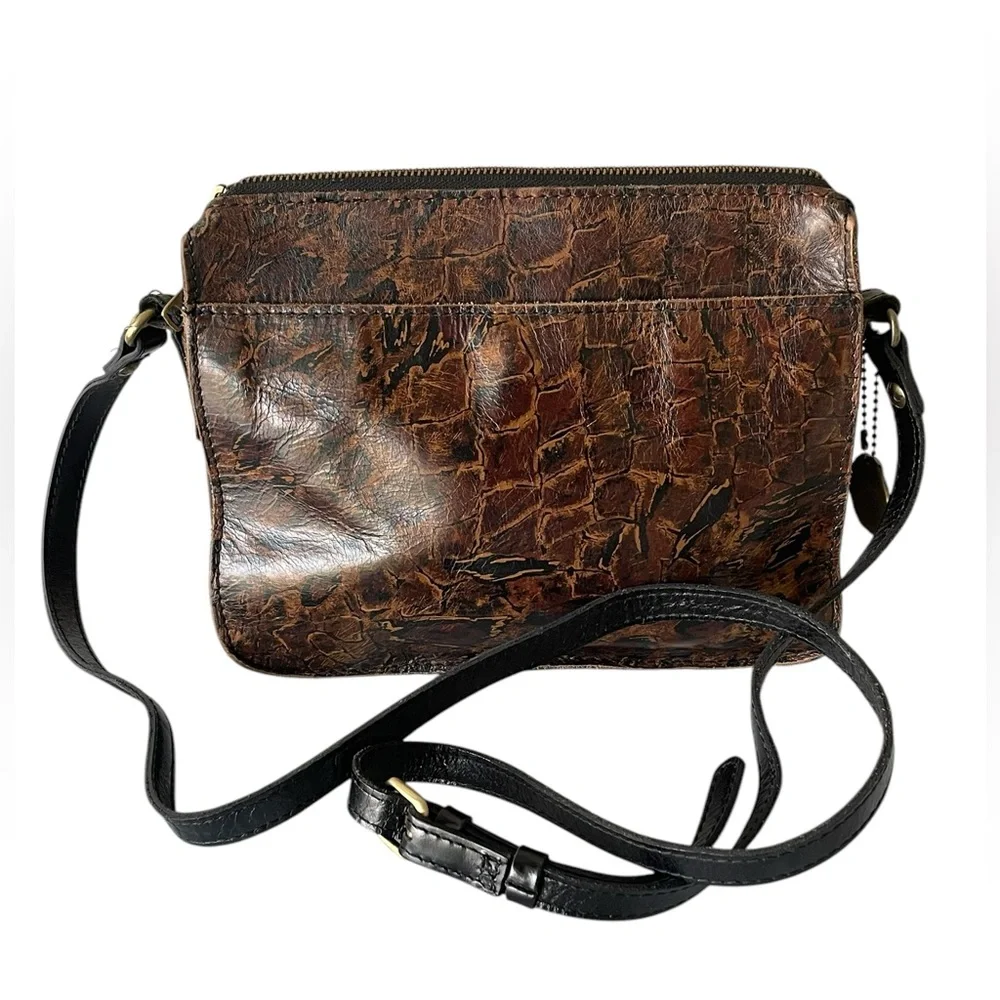 PATRICIA NASH NAZAIRE ABSTRACT ANIMAL PRINT CROSSBODY BAG.
